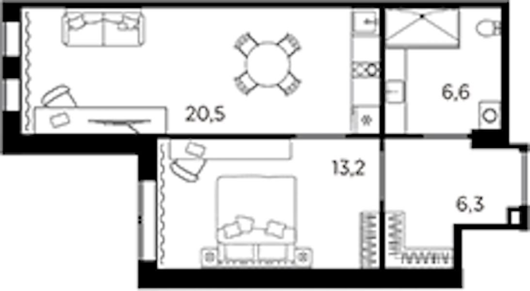 1-комнатная квартира 46.2 м², 9/13 эт., ЖК «AVENIR Industrial»